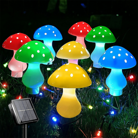 8pcs LED Solar Mushroom Light