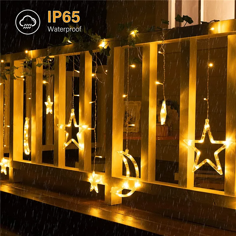 Solar Star Moon String Light Outdoor with Remote 138 LED 8 Lighting Modes