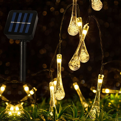 Waterproof Fairy Garden Garland Water Drop Bubble Solar LED Lights