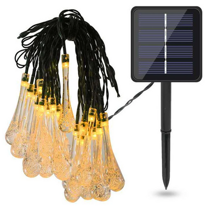 Waterproof Fairy Garden Garland Water Drop Bubble Solar LED Lights